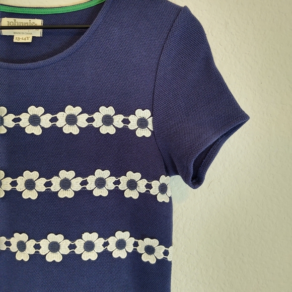 Johnnie B 13 14 Dress Short Sleeve Navy Blue Daisy - Picture 5 of 5